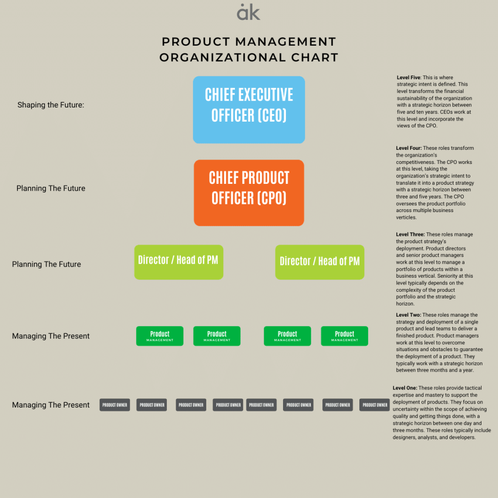 Sample of a Product Org that includes Levels of Work