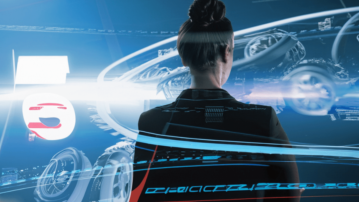 CTO visualizing tech strategies on a simulated F1 circuit