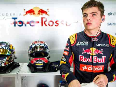 Max Verstappen driving for Toro Rosso Formula 1 as youngest driver ever at age 17, demonstrating Red Bull Junior Academy's approach to hiring potential over pedigree that startup recruiters in Mexico and USA should emulate
