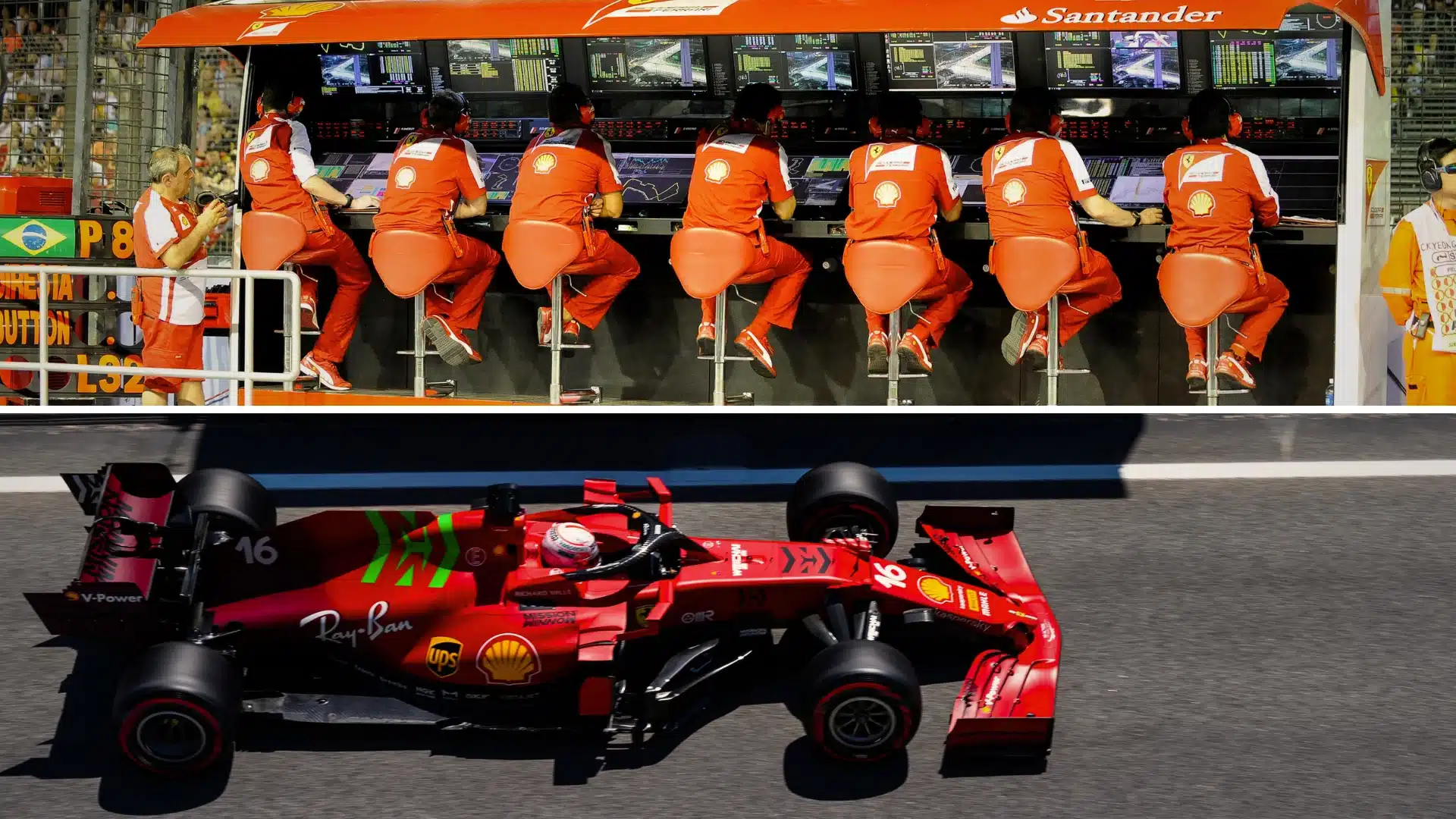 F1 pit wall telemetry screens illustrating diagnostic depth in executive search versus firm size